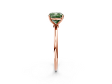 Rose gold Fancy Green Cushion  Cut Solitaire Engagement Ring with Thin Band and Four-Prong Setting_5