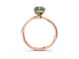 Rose gold Fancy Green Cushion  Cut Solitaire Engagement Ring with Thin Band and Four-Prong Setting_6