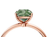 Rose gold Fancy Green Cushion  Cut Solitaire Engagement Ring with Thin Band and Four-Prong Setting_7