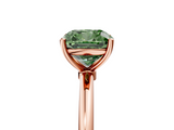 Rose gold Fancy Green Cushion  Cut Solitaire Engagement Ring with Thin Band and Four-Prong Setting_8