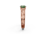 Rose gold Fancy Green Cushion  Cut Solitaire Engraved Band with Four-Prong Setting_95