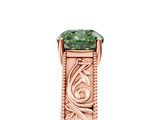 Rose gold Fancy Green Cushion  Cut Solitaire Engraved Band with Four-Prong Setting_98
