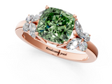 Rose gold Fancy Green Cushion  Cut Solitaire Floral Diamond Ring with Four-Prong Setting_38