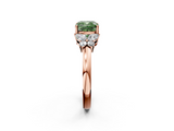 Rose gold Fancy Green Cushion  Cut Solitaire Floral Diamond Ring with Four-Prong Setting_39