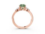 Rose gold Fancy Green Cushion  Cut Solitaire Floral Diamond Ring with Four-Prong Setting_40