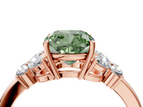 Rose gold Fancy Green Cushion  Cut Solitaire Floral Diamond Ring with Four-Prong Setting_41