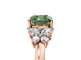 Rose gold Fancy Green Cushion  Cut Solitaire Floral Diamond Ring with Four-Prong Setting_42