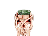 Rose gold Fancy Green Cushion Cut Solitaire Intertwined Band Prong Setting Ring_5