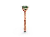 Rose gold Fancy Green Cushion Cut Solitaire Milgrain Engraved Band with Four-Prong Setting_2