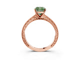 Rose gold Fancy Green Cushion Cut Solitaire Milgrain Engraved Band with Four-Prong Setting_3