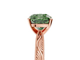 Rose gold Fancy Green Cushion Cut Solitaire Milgrain Engraved Band with Four-Prong Setting_5