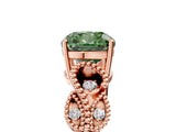 Rose gold Fancy Green Cushion Cut Solitaire Milgrain Leaf Band with Prong Setting_5