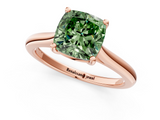 Rose gold Fancy Green Cushion  Cut Solitaire Ring with Cathedral Band and Four-Prong Setting_42