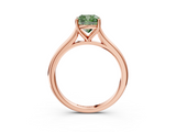 Rose gold Fancy Green Cushion  Cut Solitaire Ring with Cathedral Band and Four-Prong Setting_44