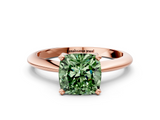 Rose gold Fancy Green Cushion  Cut Solitaire Ring with Four-Prong Setting on a Classic Band_47