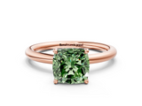Rose gold Fancy Green Cushion  Cut Solitaire Ring with Thin Band and Four-Prong Setting_16