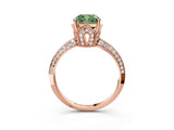 Rose gold Fancy Green Cushion Cut Solitaire Split Shank Pave Diamond Engagement Ring with Four-Prong Setting_27