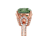 Rose gold Fancy Green Cushion Cut Solitaire Split Shank Pave Diamond Engagement Ring with Four-Prong Setting_29