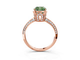 Rose gold Fancy Green Cushion Cut Solitaire Split Shank Pave Diamond Engagement Ring with Four-Prong Setting_3