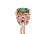 Rose gold Fancy Green Cushion Cut Solitaire Split Shank Pave Diamond Engagement Ring with Four-Prong Setting_5