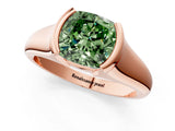 Rose gold Fancy Green Cushion Cut Solitaire Tension Set Diamond Ring with Split Shank Band_1