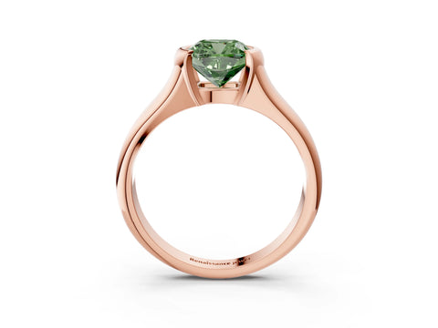 Rose gold Fancy Green Cushion Cut Solitaire Tension Set Diamond Ring with Split Shank Band_3