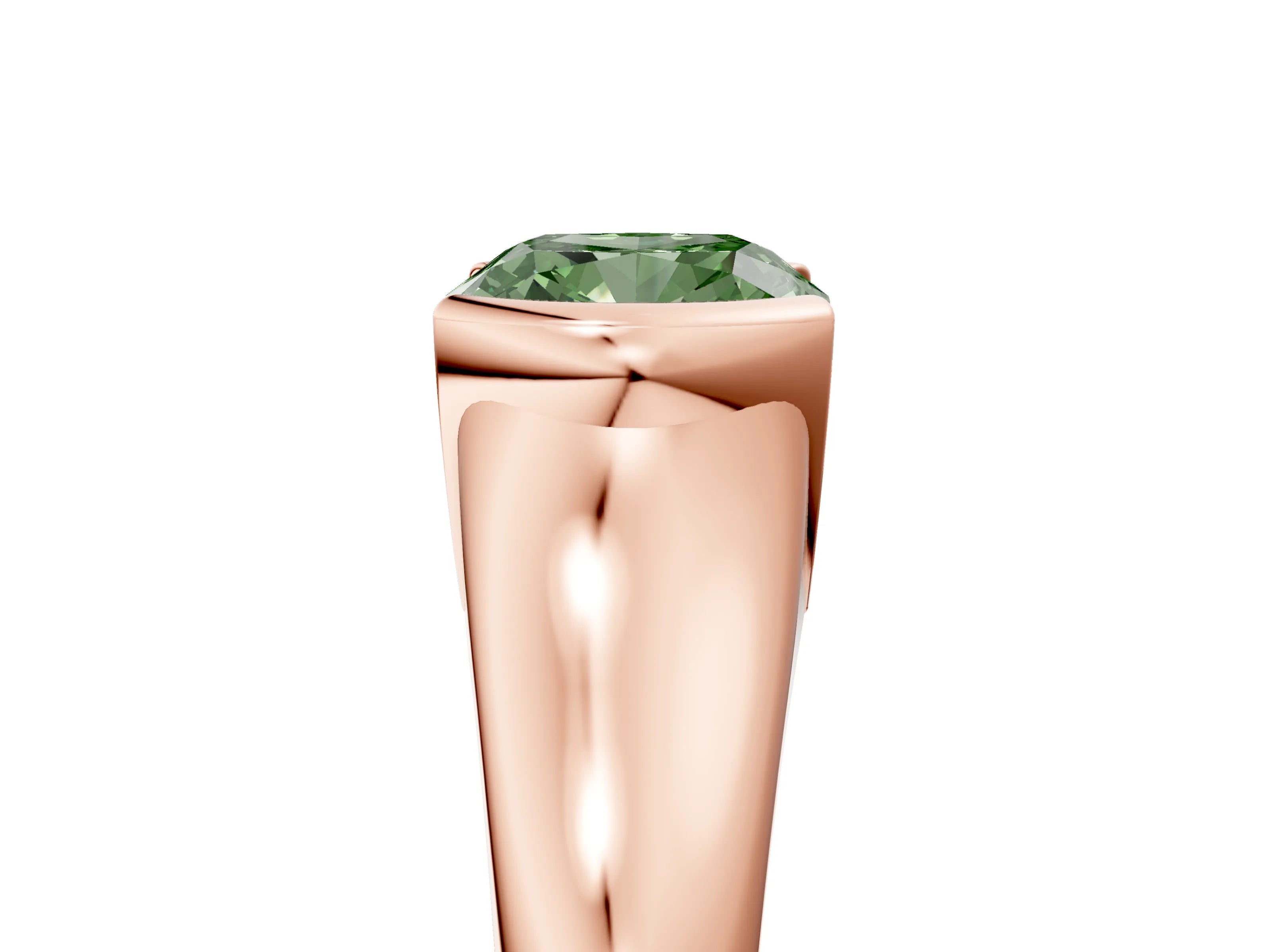 Rose gold Fancy Green Cushion Cut Solitaire Tension Set Diamond Ring with Split Shank Band_5