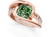 Rose gold Fancy Green Cushion Cut Solitaire Tension-Set Diamond Split Shank Ring_1