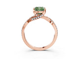 Rose gold Fancy Green Cushion Cut Solitaire Twist Pave Diamond Engagement Ring with Prong Setting_3