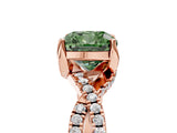Rose gold Fancy Green Cushion Cut Solitaire Twist Pave Diamond Engagement Ring with Prong Setting_5