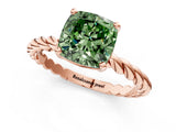 Rose gold Fancy Green Cushion  Cut Solitaire Twisted Band with Four-Prong Setting_106
