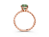 Rose gold Fancy Green Cushion  Cut Solitaire Twisted Band with Four-Prong Setting_108