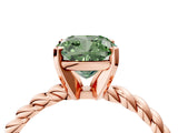 Rose gold Fancy Green Cushion  Cut Solitaire Twisted Band with Four-Prong Setting_109