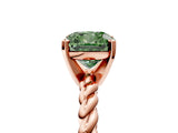 Rose gold Fancy Green Cushion  Cut Solitaire Twisted Band with Four-Prong Setting_110