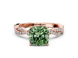 Rose gold Fancy Green Cushion Cut Solitaire Twisted Pave Band with Four-Prong Setting_3