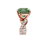 Rose gold Fancy Green Cushion Cut Solitaire Twisted Pave Band with Four-Prong Setting_8