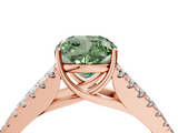 Rose gold Fancy Green Cushion  Cut Split Shank Pave Diamond Engagement Ring with Four-Prong Setting_28