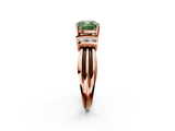 Rose gold Fancy Green Cushion  Cut Three-Stone Channel Set Ring with Bar Prongs_44