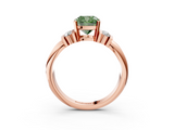 Rose gold Fancy Green Cushion  Cut Three-Stone Channel Set Ring with Bar Prongs_45