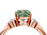 Rose gold Fancy Green Cushion  Cut Three-Stone Channel Set Ring with Bar Prongs_46