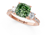 Rose gold Fancy Green Cushion  Cut Three-Stone Diamond Pavé Band with Prong Setting_18