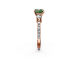 Rose gold Fancy Green Cushion  Cut Three-Stone Diamond Pavé Band with Prong Setting_19
