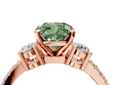 Rose gold Fancy Green Cushion  Cut Three-Stone Diamond Pavé Band with Prong Setting_21