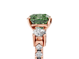 Rose gold Fancy Green Cushion  Cut Three-Stone Diamond Pavé Band with Prong Setting_22