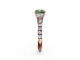 Rose gold Fancy Green Cushion  Cut Three-Stone Diamond Pave Band with Prong Setting_33