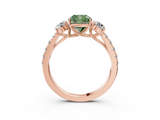 Rose gold Fancy Green Cushion  Cut Three-Stone Diamond Pave Band with Prong Setting_34