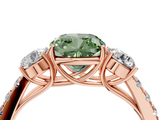 Rose gold Fancy Green Cushion  Cut Three-Stone Diamond Pave Band with Prong Setting_35