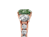 Rose gold Fancy Green Cushion  Cut Three-Stone Diamond Pave Band with Prong Setting_36
