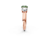 Rose gold Fancy Green Cushion Cut Three-Stone Diamond Ring with Prong Setting on a Classic Band_14