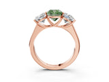 Rose gold Fancy Green Cushion Cut Three-Stone Diamond Ring with Prong Setting on a Classic Band_15
